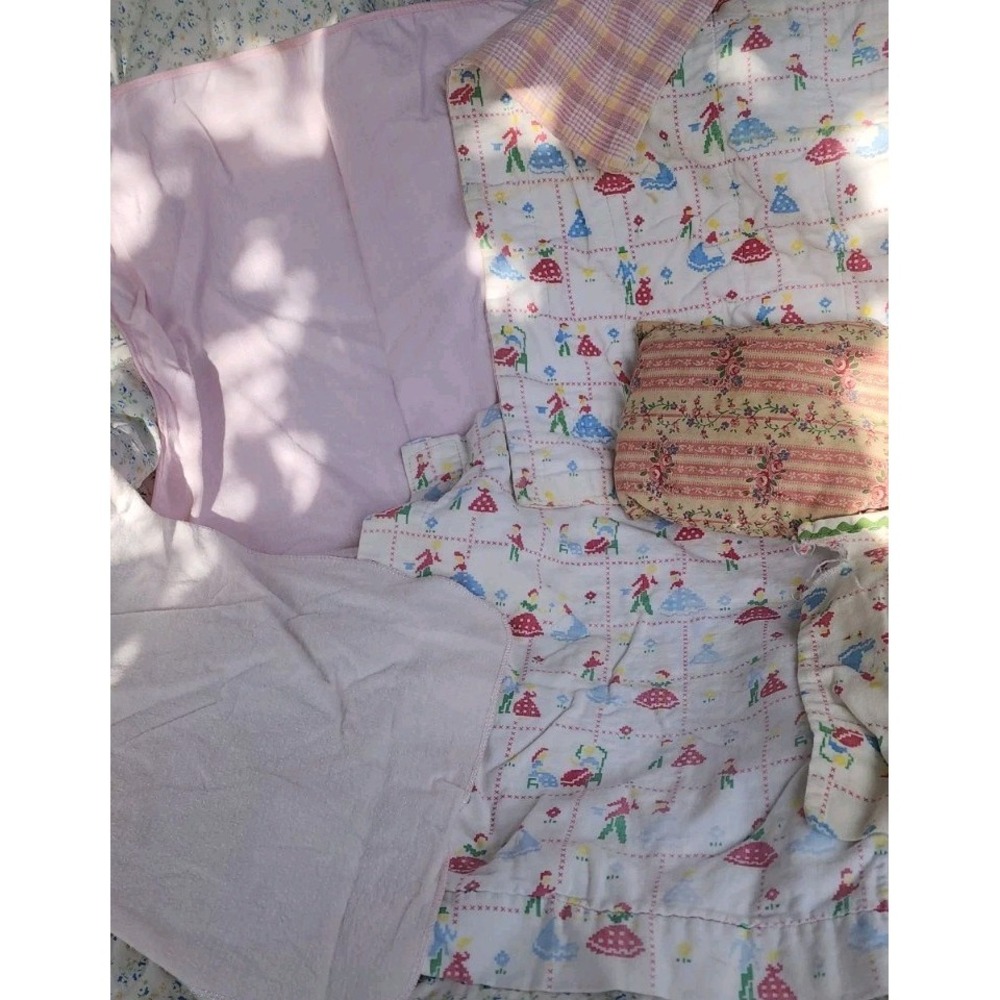 Vintage Adorable Handmade Baby Doll Blankets with One Pillow And Case Lot Of 6
